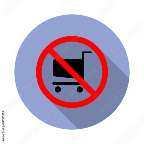 prohibited shopping trolley long shadow icon. Simple color vector of ban icons for ui and ux, website or mobile application