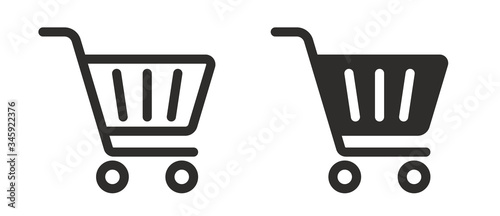 Canvas Print Full and empty shopping cart symbol shop and sale icon