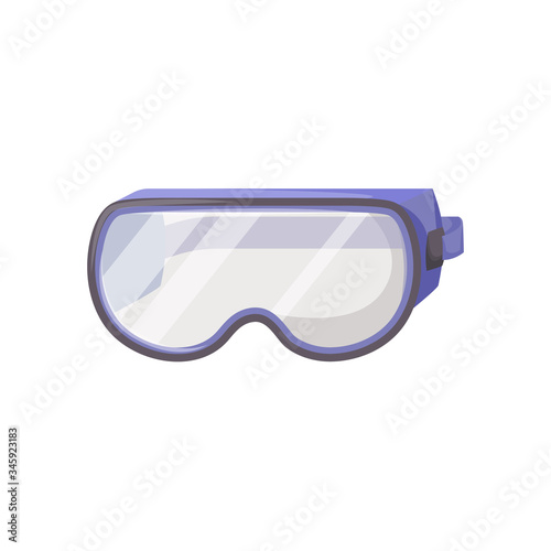 Protective goggles cartoon vector illustration. Eyewear, spectacles, personal protective equipment. Eye injury prevention, industrial security device. Safety glasses isolated on white background
