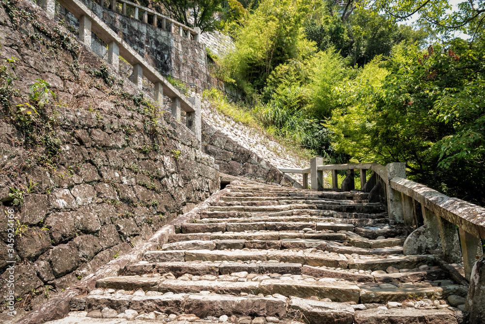 Stone Steps Leading to Kunozan Toshogu Shrine in Shizuoka, Japan