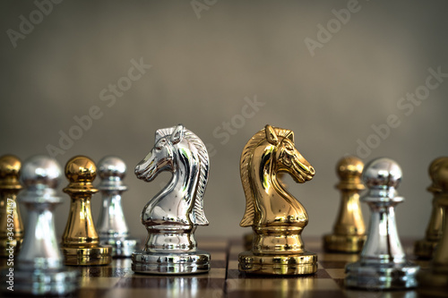 Chess board game, business competitive concept