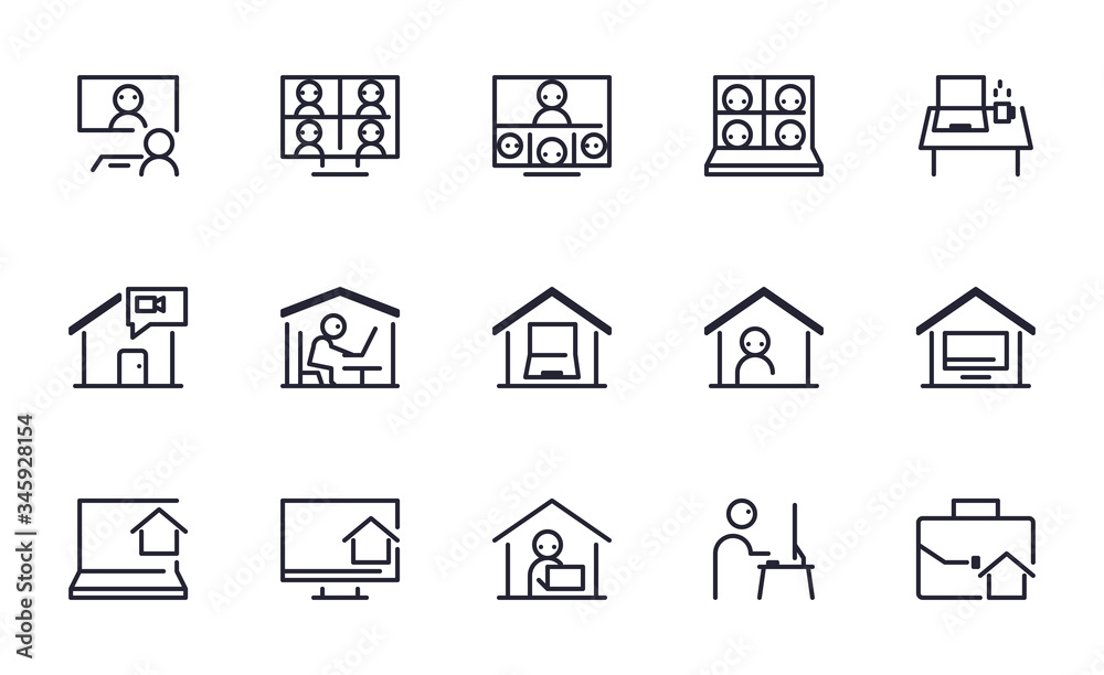 Set of Work from home vector icon illustration Set of Work from home vector icon illustration