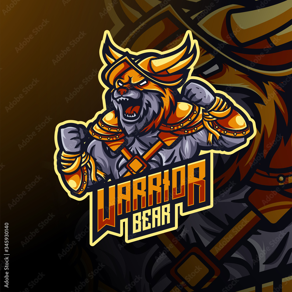 warrior bear esport logo and mascot design