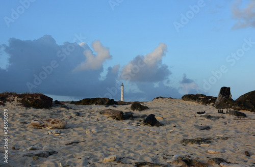 California Lighthouse in Aruba Surrounded by Sand photo