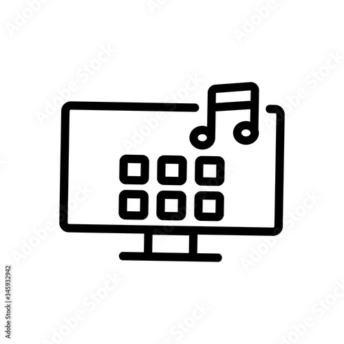 wiretapping music on tv icon vector. wiretapping music on tv sign. isolated contour symbol illustration