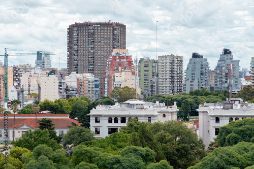 Cityscape of Buenos Aires with apartment buildings and trees