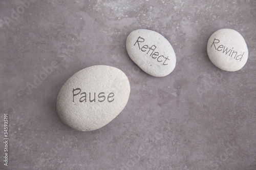 Canvas Print Stop reflect rewind zen stones