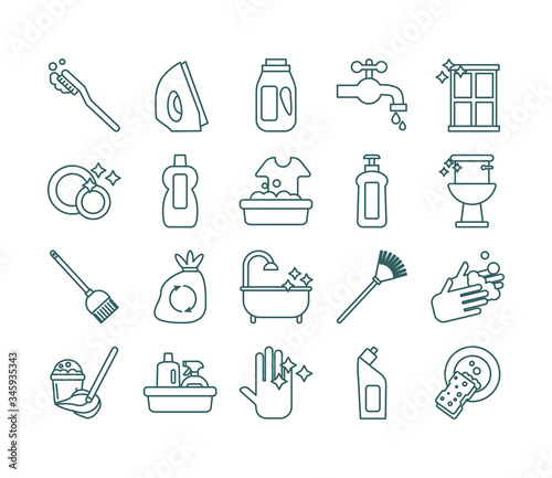 cleaning and desinfect set icons