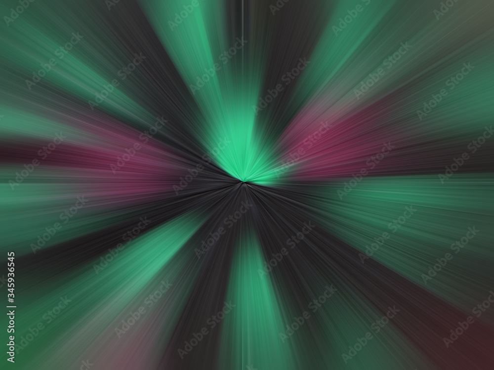 Abstract surface radial zoom blur of turquoise, green, pink tones. Abstract background with radial, radiating, converging lines. Abstract surface radial zoom blur of turquoise, green, pink tones. Abstract background with radial, radiating, converging lines.