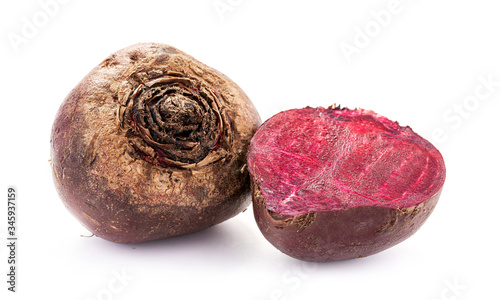 Fresh natural beetroots isolated on white background