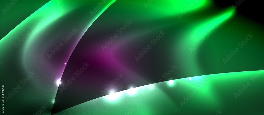 Naklejka premium Abstract background. Shiny design neon waves with light effects, techno trendy design. Vector Illustration For Wallpaper, Banner, Background, Card, Book Illustration, landing page