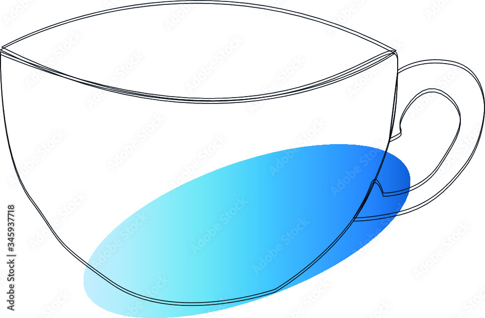 cup, isolated, white, glass, coffee, drink, tea, empty, object, mug, beverage, glasses, nobody, coffee cup, transparent, spoon, illustration, food, liquid, abstract, blue