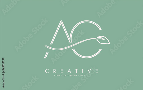 Leaf Cut  AC A C Letters with and Green Background for business.