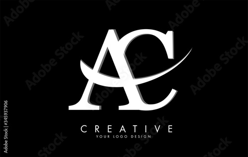 AC A C letters logo with white swoosh and black background.