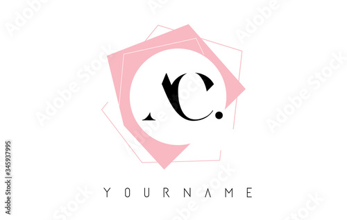 AC A C Geometric Letters with Pastel Pink Color Logo Design with Circle and Rectangular Shapes.