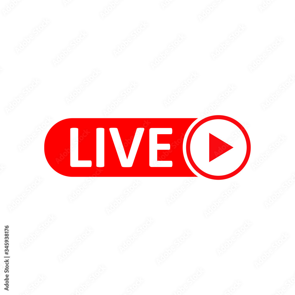 Live Stream sign. Red symbol, button of live streaming, broadcasting, online stream emblem. Live Stream sign. Red symbol, button of live streaming, broadcasting, online stream emblem.