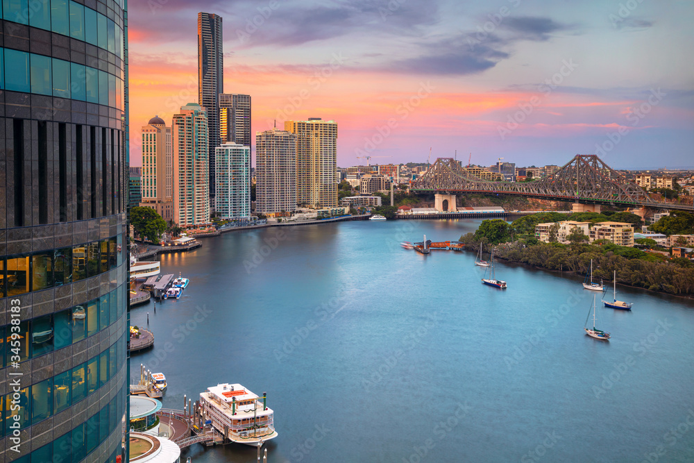 Brisbane. Cityscape image of Brisbane skyline, Australia during sunset.