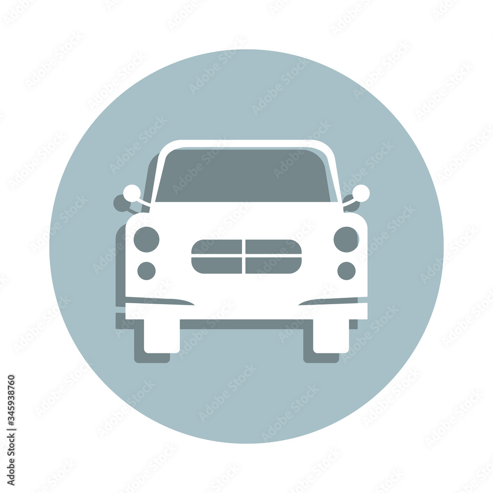 Front view automobile, car badge icon. Simple glyph, flat vector of transport icons for ui and ux, website or mobile application Front view automobile, car badge icon. Simple glyph, flat vector of transport icons for ui and ux, website or mobile application