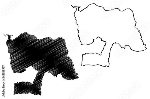 Vila Nova de Gaia City (Portuguese Republic, Portugal) map vector illustration, scribble sketch City of Gaia map
