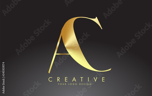 Golden Luxury AC A C Letters Logo Design.