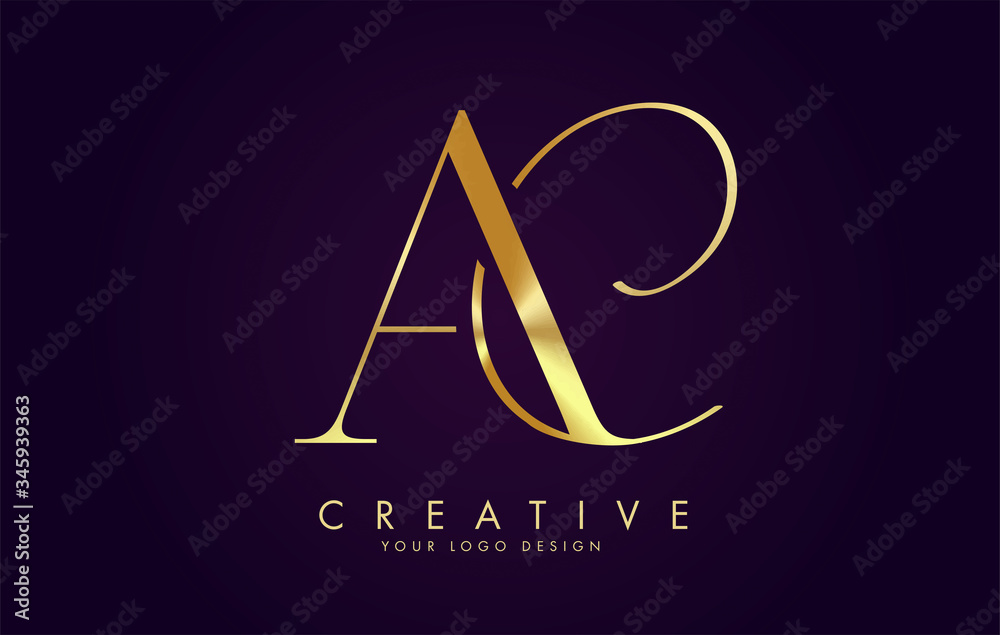Vetor de Golden Luxury AC A C Letters Logo Design with two different ...
