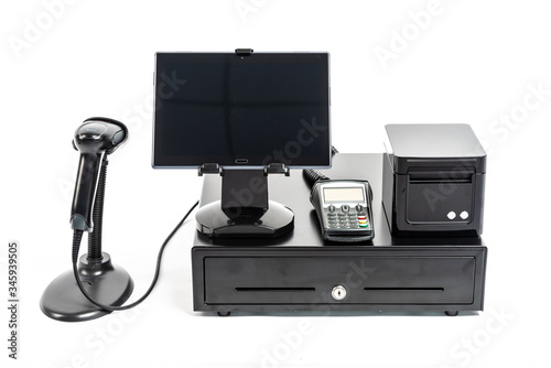 Commerce - cash equipment on a white background