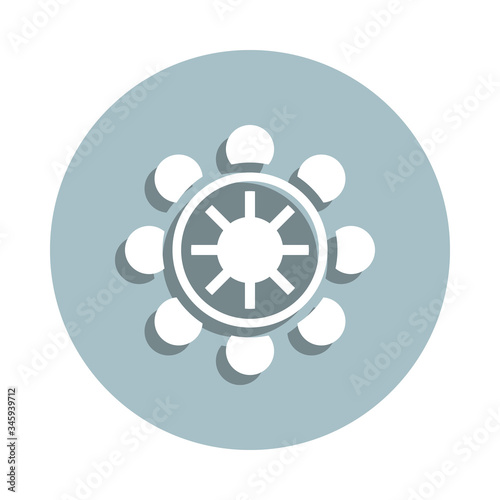Dharma wheel badge icon. Simple glyph, flat vector of world religiosity icons for ui and ux, website or mobile application