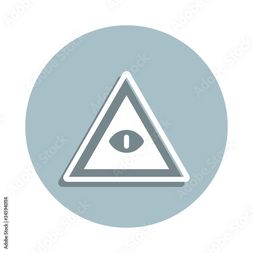 Eye in pyramid badge icon. Simple glyph, flat vector of world religiosity icons for ui and ux, website or mobile application