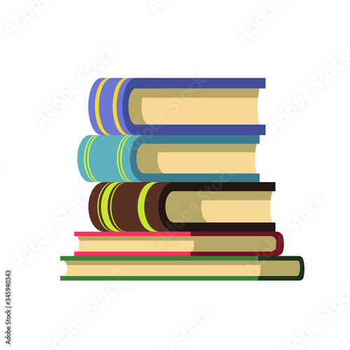 Стопка книг на белом изолированном фоне. Векторная иллюстрация в плоском стиле.
A stack of books on a white isolated background. Vector illustration in flat style.