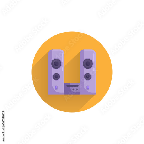 sound system. stereo speakers colorful flat icon with long shadow. speakers flat icon