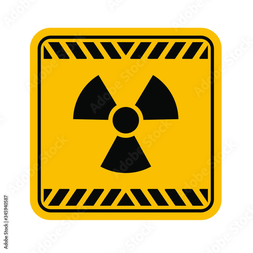 radiation warning sign on white