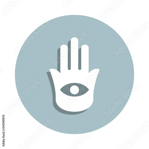 Hamsa badge icon. Simple glyph, flat vector of world religiosity icons for ui and ux, website or mobile application