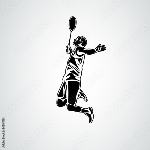 Badminton player in smash action vector illustration eps10