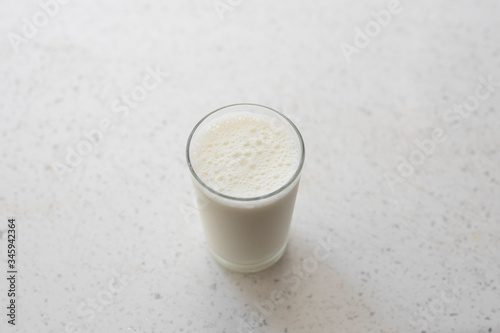 glass of cold milk on the table