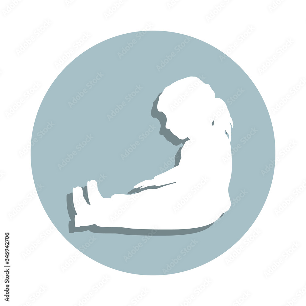 Girl sitting badge icon. Simple glyph, flat vector of children icons for ui and ux, website or mobile application