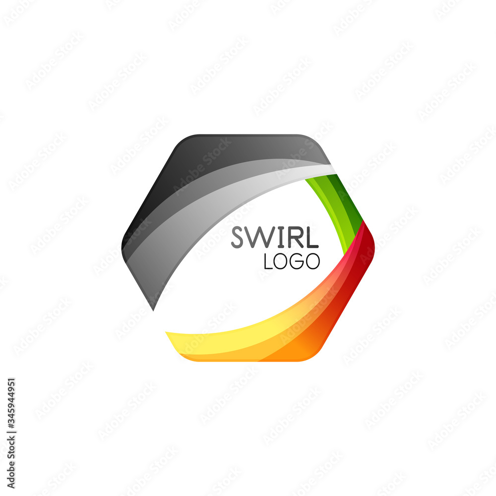 Business hexagon vector logo icon template made of swirl lines and waves Business hexagon vector logo icon template made of swirl lines and waves