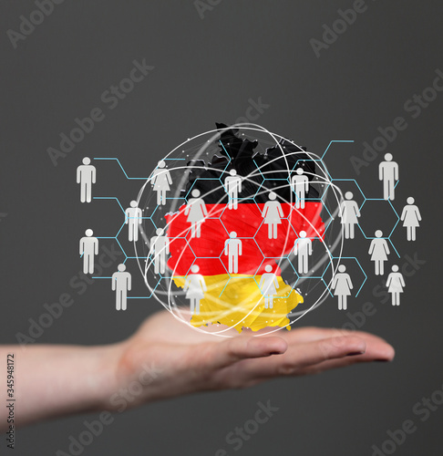 Abstract of germany map network  internet and global connection concept  Wire Frame 3D mesh polygonal network line  design sphere  dot and structure.