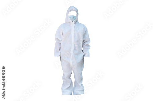 white PPE uniform  on whie background isolated