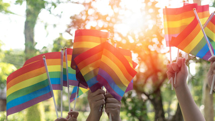 LGBT, pride, rainbow flag as a symbol of lesbian, gay, bisexual, transgender, and queer pride and LGBTQ social movements in June month