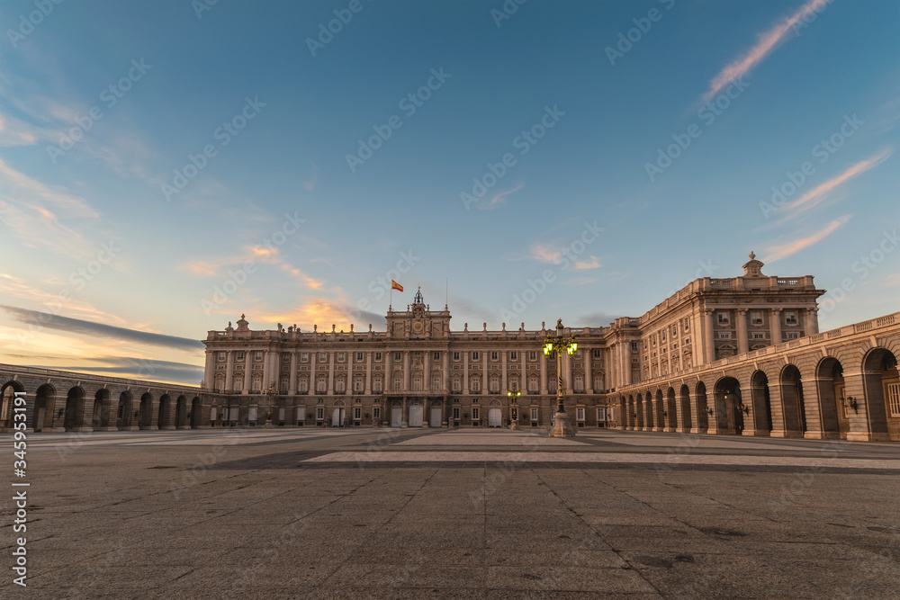 Madrid Spain, city skyline at Royal Palace of Madrid