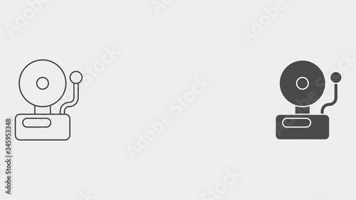 School bell outline and filled vector icon sign symbol