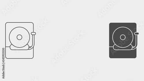 School bell outline and filled vector icon sign symbol