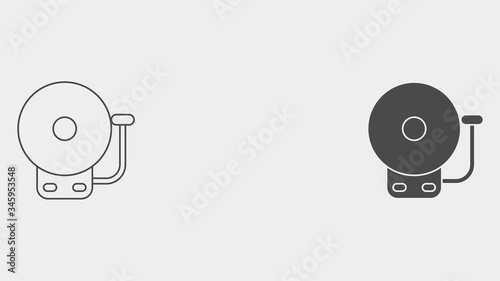 School bell outline and filled vector icon sign symbol