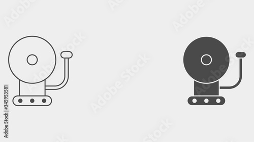 School bell outline and filled vector icon sign symbol