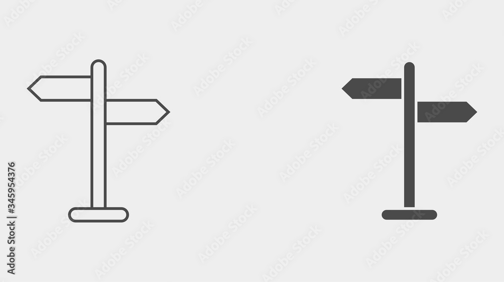 Sign post outline and filled vector icon sign symbol Sign post outline and filled vector icon sign symbol