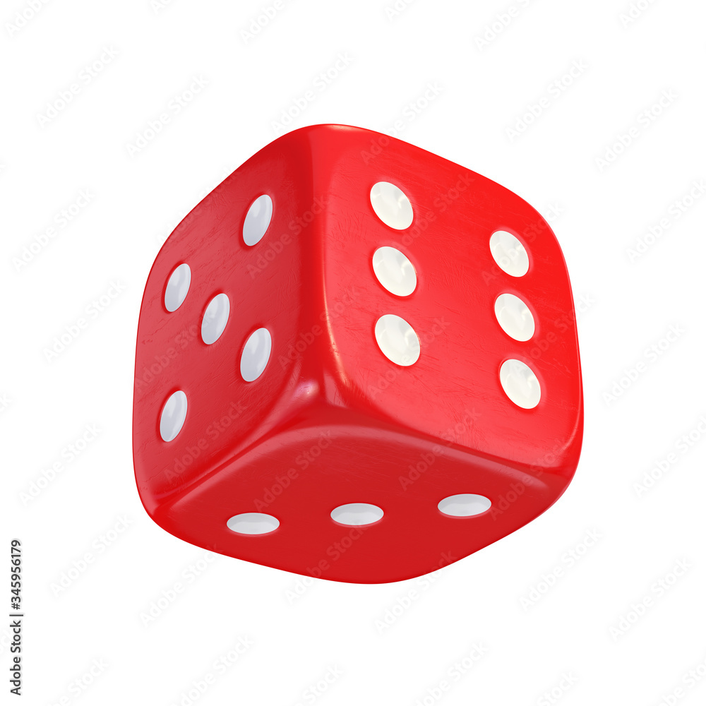 Red dice on a white background, 3D render