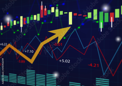 abstract finance or Investing and stock market or Economy trends background for business idea and all art work design. Stock market or forex trading graph concept