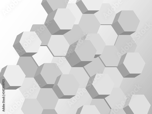 Hexagonal abstract vector background white and gray tone