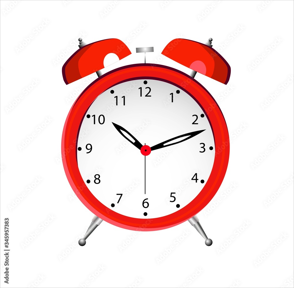 Table clock. Alarm clock isolated. Vector illustration on a white background Table clock. Alarm clock isolated. Vector illustration on a white background