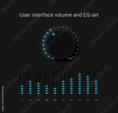 Very high-detailed volume and EQ UI interface for websites and mobile apps, vector illustration